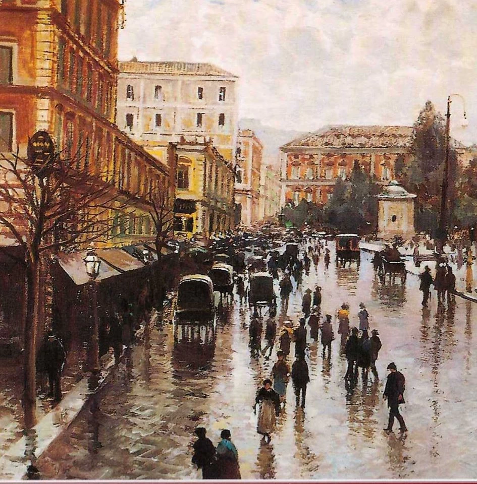   23-Napoli, piazza Cavour con Museo Nazionale sullo sfondo